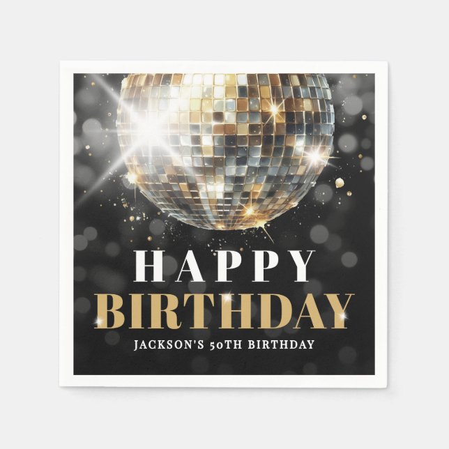 Black Gold 50th Birthday Party Pappersservett (Framsidan)