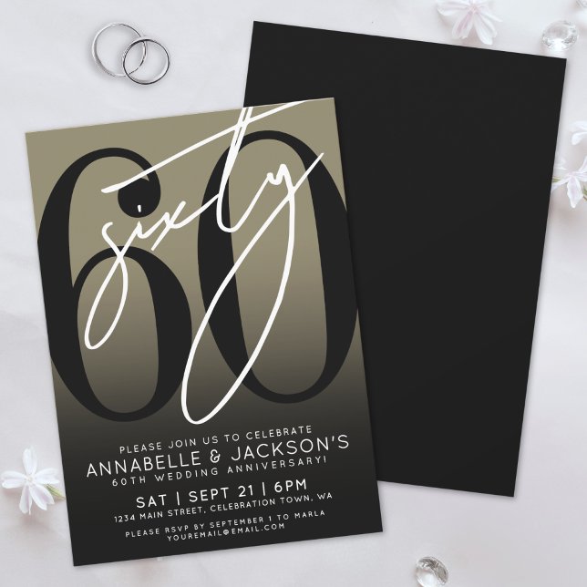 Black Gold 60-årsjubileumskalas Inbjudningar (Black Gold 60th Anniversary Party Invitation)
