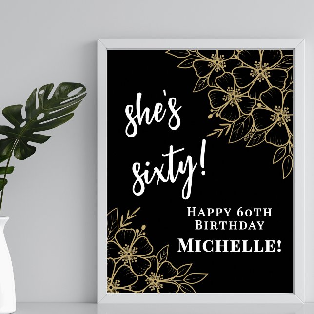 Black Gold 60th Birthday Party Welcome Poster (Black Gold 60th Birthday Party Welcome Poster )