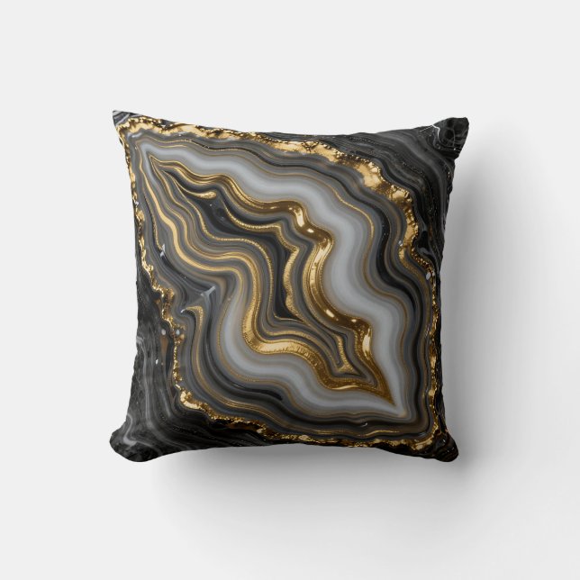 Black Gold Agate Geode Luxury Marble Kudde (Framsida)