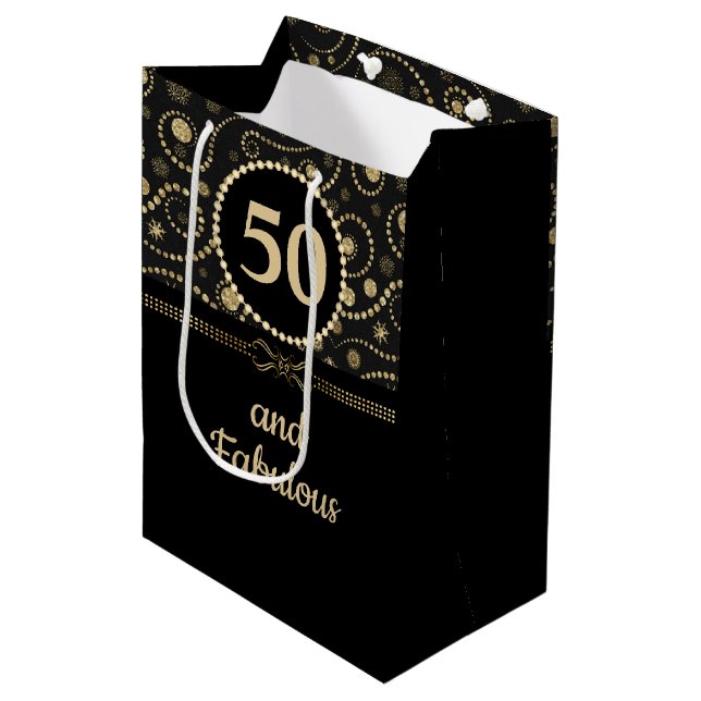Black &Gold ANY AGE Birthday 7” l x 4.5” w x 10” h (Framsidan Vinklad)