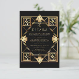Black & Gold Art Deco Geometric Wedding  Tilläggskort