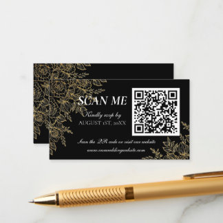Black Gold Art Deco Glamorous Wedding RSVP Card Tilläggskort