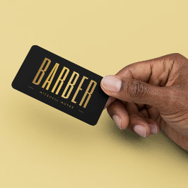 Black & Gold Barber Hair Salon Minimalist  Visitkort