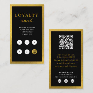 Black Gold Business Enkel QR-kod Lojalitet Visitkort