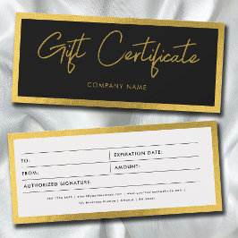 Black & Gold Business Gift Certificate Voucher