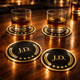 Black & Gold Casino – Bachelor or 40th Birthday Underlägg Papper Rund