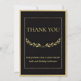 Black & Gold Casino Night –Personalized Thank You Tack Kort