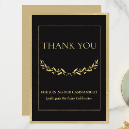 Black & Gold Casino Night Thank You Card Tack Kort