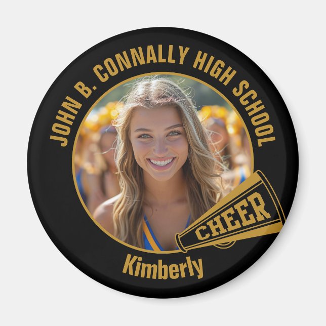 Black Gold Cheerleader Photo High School Magnet (Framsidan)