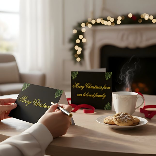 Black & Gold Christmas Card – Family to Family Tack Kort (Skapare uppladdad)