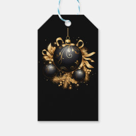 BLACK & GOLD CHRISTMAS ORNAMENT PRESENTETIKETT