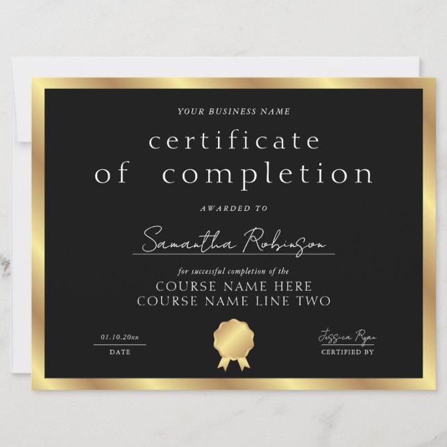 Black & Gold Completion Certificate Business Award (Framsida)