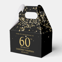 Black Gold Confetti 60th birthday Elegant custom Presentaskar