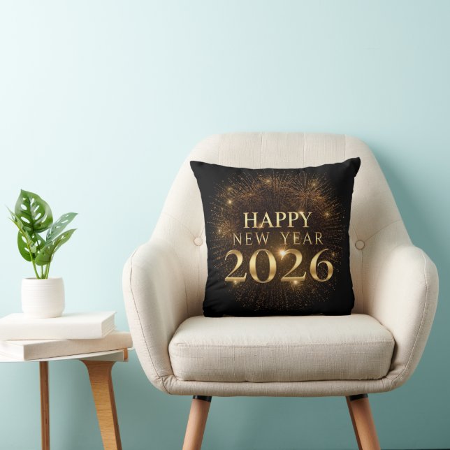 black gold confetti new year pillow 2026 kudde (Stol)