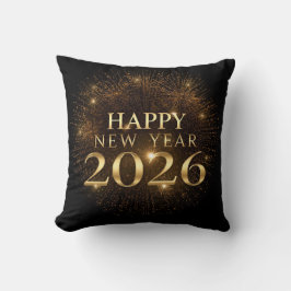 black gold confetti new year pillow 2026 kudde