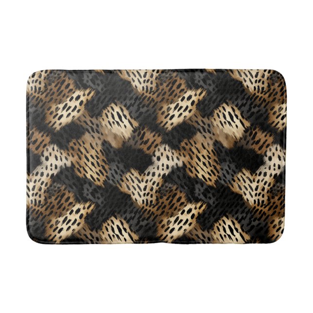 Black Gold Cream Leopard Animal Print   Badrumsmatta (Framsidan)