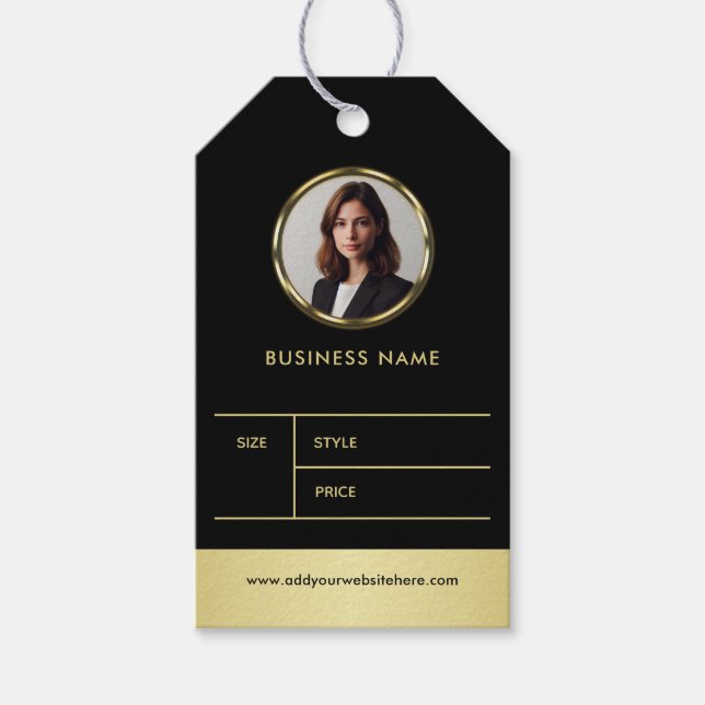 Black & gold design, Logo or Photo business price Presentetikett (Framsidan)