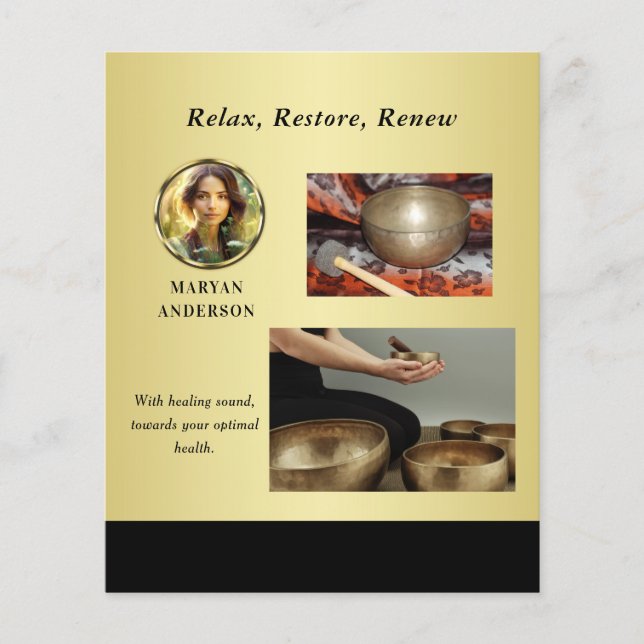 Black & gold design, Logo or Photo in gold circle, Flygblad (Framsidan)