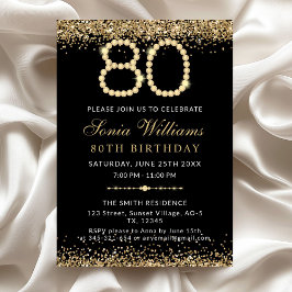 Black Gold Diamonds 80th Birthday Party Invitation Inbjudningar