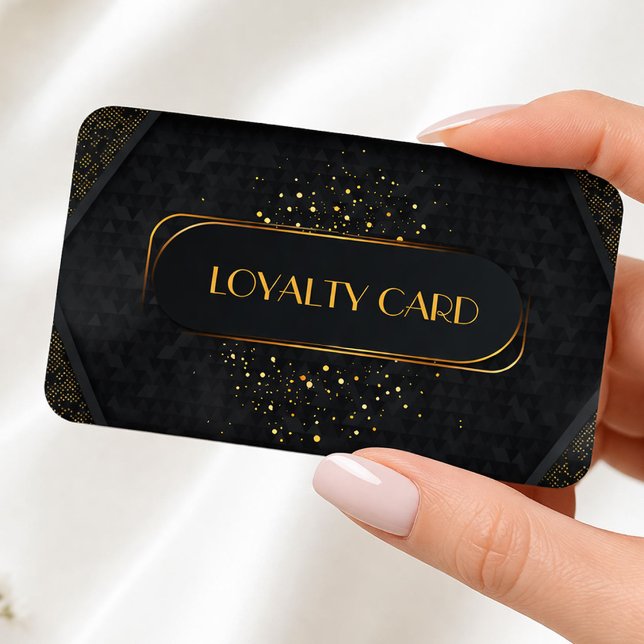 Black & Gold Elegant Customer Reward Punch Lojalitetskort (Black & Gold Elegant Customer Reward Punch Loyalty Card, Business Card, Client Card)