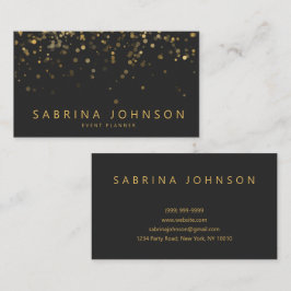 Black Gold Elegant Party Planner Business Card Visitkort