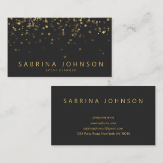 Black Gold Elegant Party Planner Business Card Visitkort