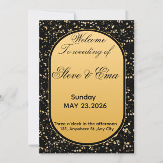 Black & Gold Elegant Wedding Invitation | Luxury R Inbjudningar