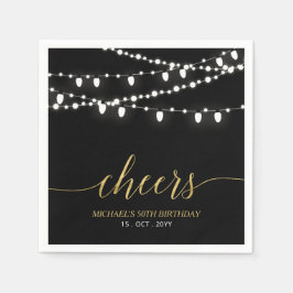 Black & Gold | Eleganta Ljus Vuxen Födelsedagsfest Pappersservett