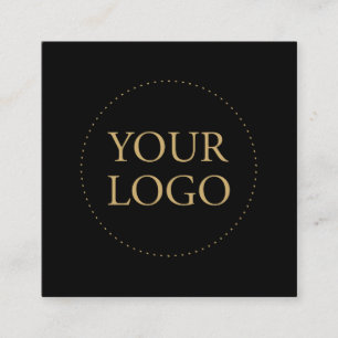Black & Gold Enkel logotyp & Sociala medier Fyrkantigt Visitkort