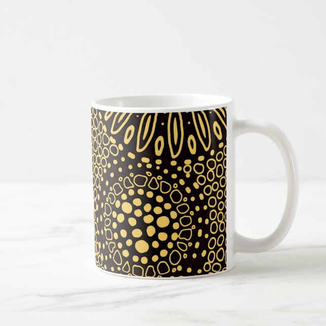 Black Gold Ethnic Floral Pattern Coffee Mug Kaffemugg (Höger)