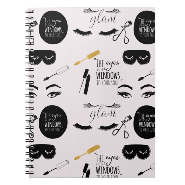 Black Gold Eyelashes Glam Birthday Anteckningsbok (Framsidan)