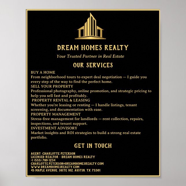 Black & Gold Fastighetsförmedling  Poster (Framsidan)