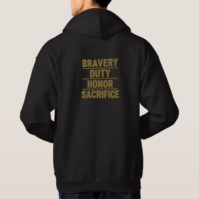 Black & Gold Firefighter Honor Hoodie (Baksida)