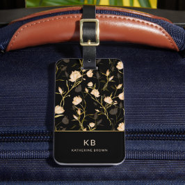 Black Gold Floral Pattern Trendy Stylish Bagagebricka