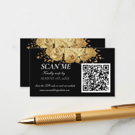 Black Gold Floral Rose Classic Wedding RSVP  Tilläggskort