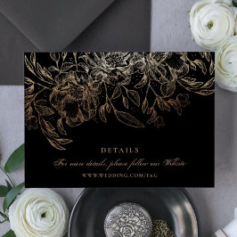Black Gold Foil Blommigt Hand plockade Elegant brö Tilläggskort