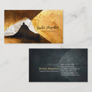 Black Gold Foil Collage Yoga Meditation Instructor Visitkort