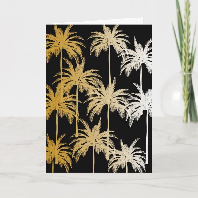 Black Gold Foil Palm Tree Print Greeting Card Kort (Framsida)