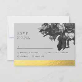 Black Gold Foil Rand Bukett med rosor Bröllop OSA Kort