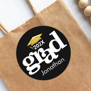 Black Gold Foil Studenten, fetstil, modern Runt Klistermärke