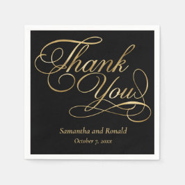 Black & Gold Foil Tack Calligraphy Bröllop Pappersservett
