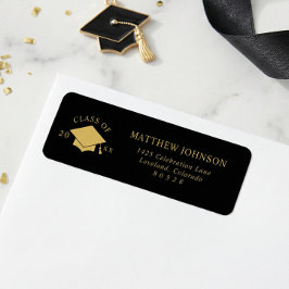 Black Gold Graduation Return Address Returadress Etikett