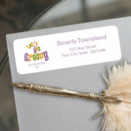 Black Gold Groovy 60th Birthday Return Address Returadress Etikett