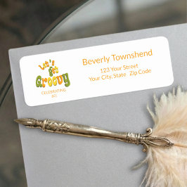 Black Gold Groovy 60th Birthday Return Address Returadress Etikett