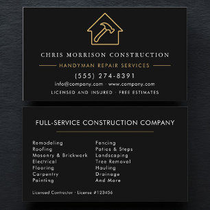 Black Gold Handyman Construction Visitkort