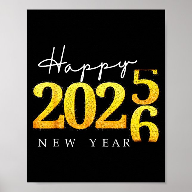 Black Gold Happy New Year 2026 New Years Eve Party Poster (Framsidan)