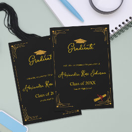 Black & Gold High School Graduation Announcement Inbjudningar