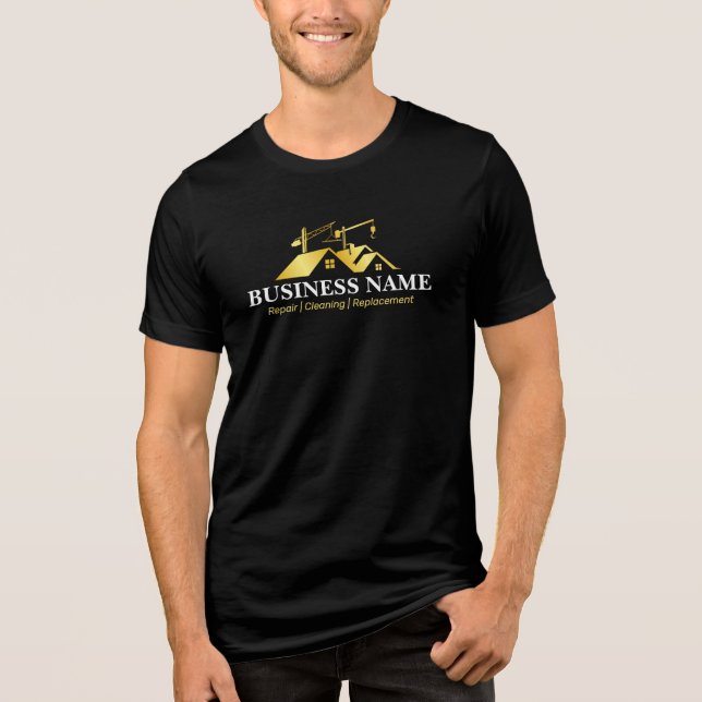 Black Gold Home Building Construction T Shirt (Framsida)