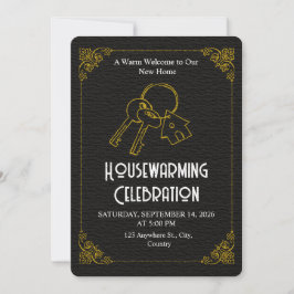 Black Gold Housewarming Invitation Editable Inbjudningar